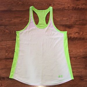 Under Armour tank top. White/Neon Green.